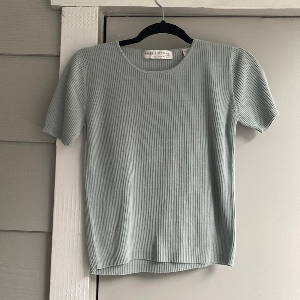 Valerie stevens pure silk ribbed t shirt